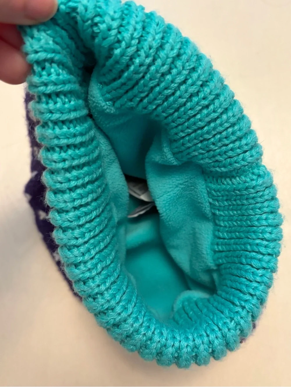 Columbia Kids' Purple & Teal Heart Knit Fleece Beanie, Girls O/S - NWT